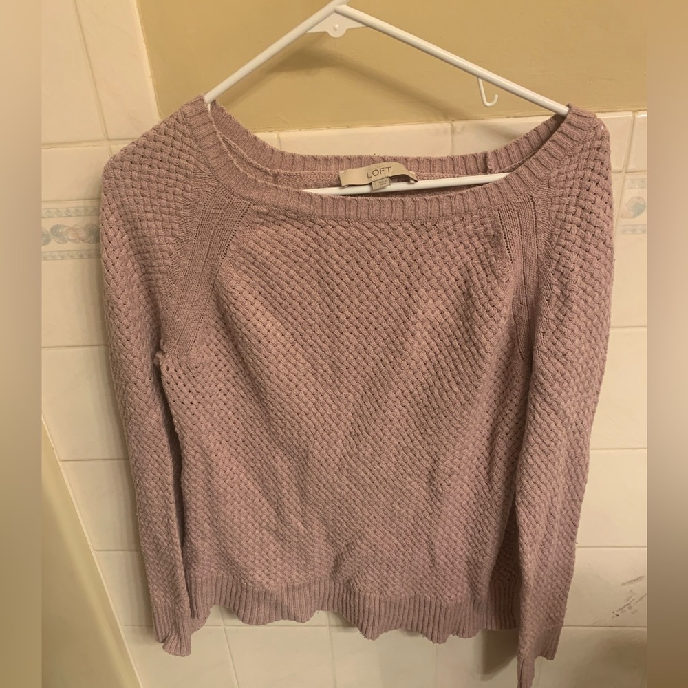 LOFT Women's Mauve Crew Neck Sweater